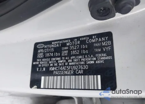 2015 Hyundai Accent Gls from USA, damaged, VIN KMHCT4AE5FU927630